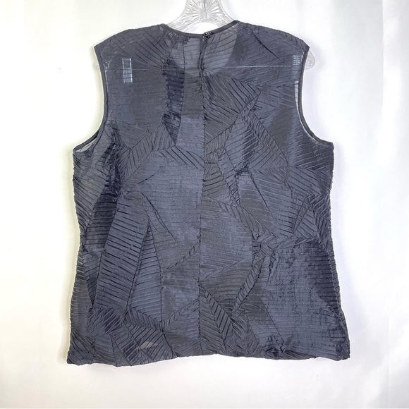 Tamotsu Black Pleated Avant Garde Open Front Jacket and Tank Top Formal Set 16 - Picture 8 of 11